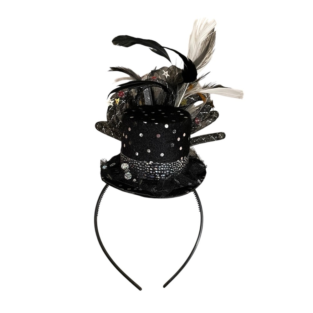 Mini Tophat Headband Feathers Sequins Stars Circus